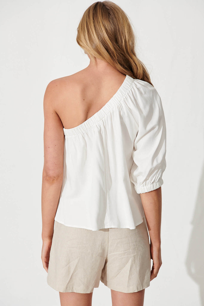Last Kiss One Shoulder Top In White - back