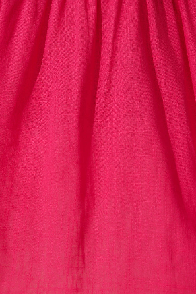 Alluring Top In Hot Pink Linen Blend - fabric