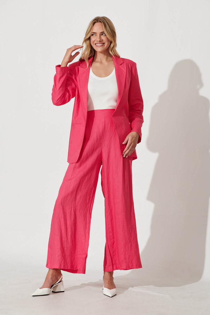 Stanford Pant In Hot Pink Linen - full length
