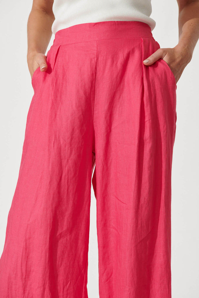 Stanford Pant In Hot Pink Linen - detail