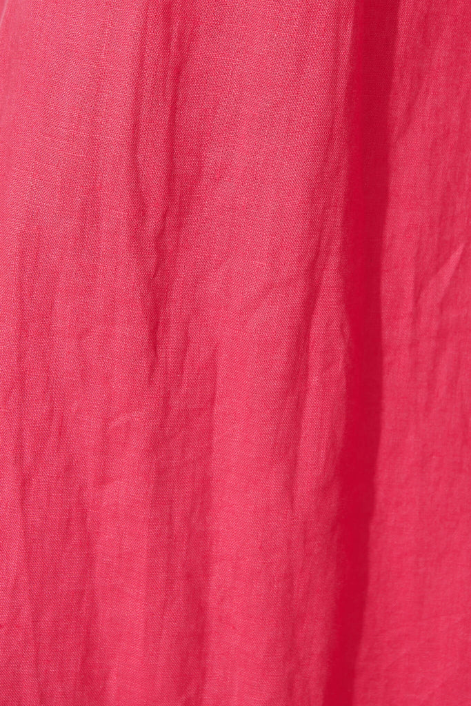 Stanford Pant In Hot Pink Linen - fabric