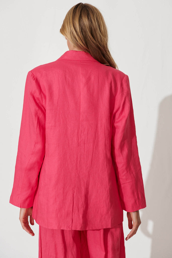 Replay Blazer In Hot Pink Pure Linen - back