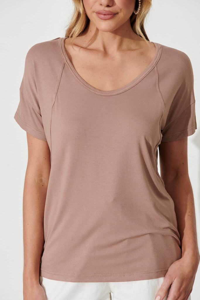 Force Top In Chocolate Cotton Jersey - detail