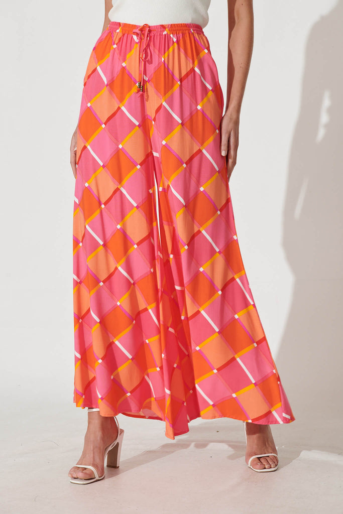 Lucia Pant In Pink Geometric Print - front