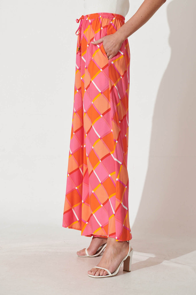 Lucia Pant In Pink Geometric Print - side
