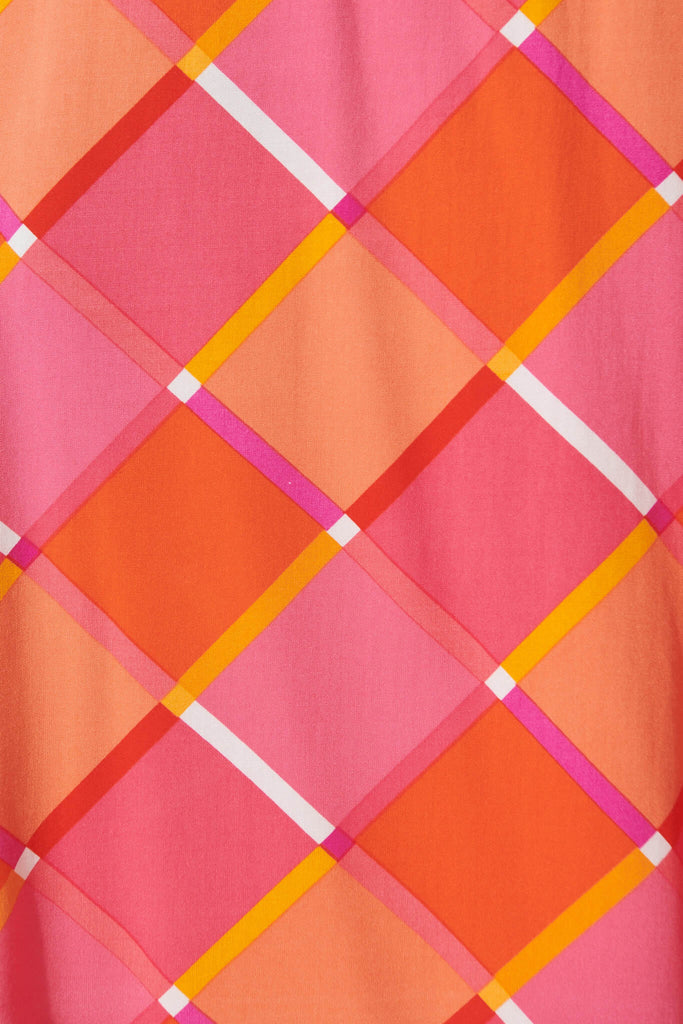 Lucia Pant In Pink Geometric Print - fabric