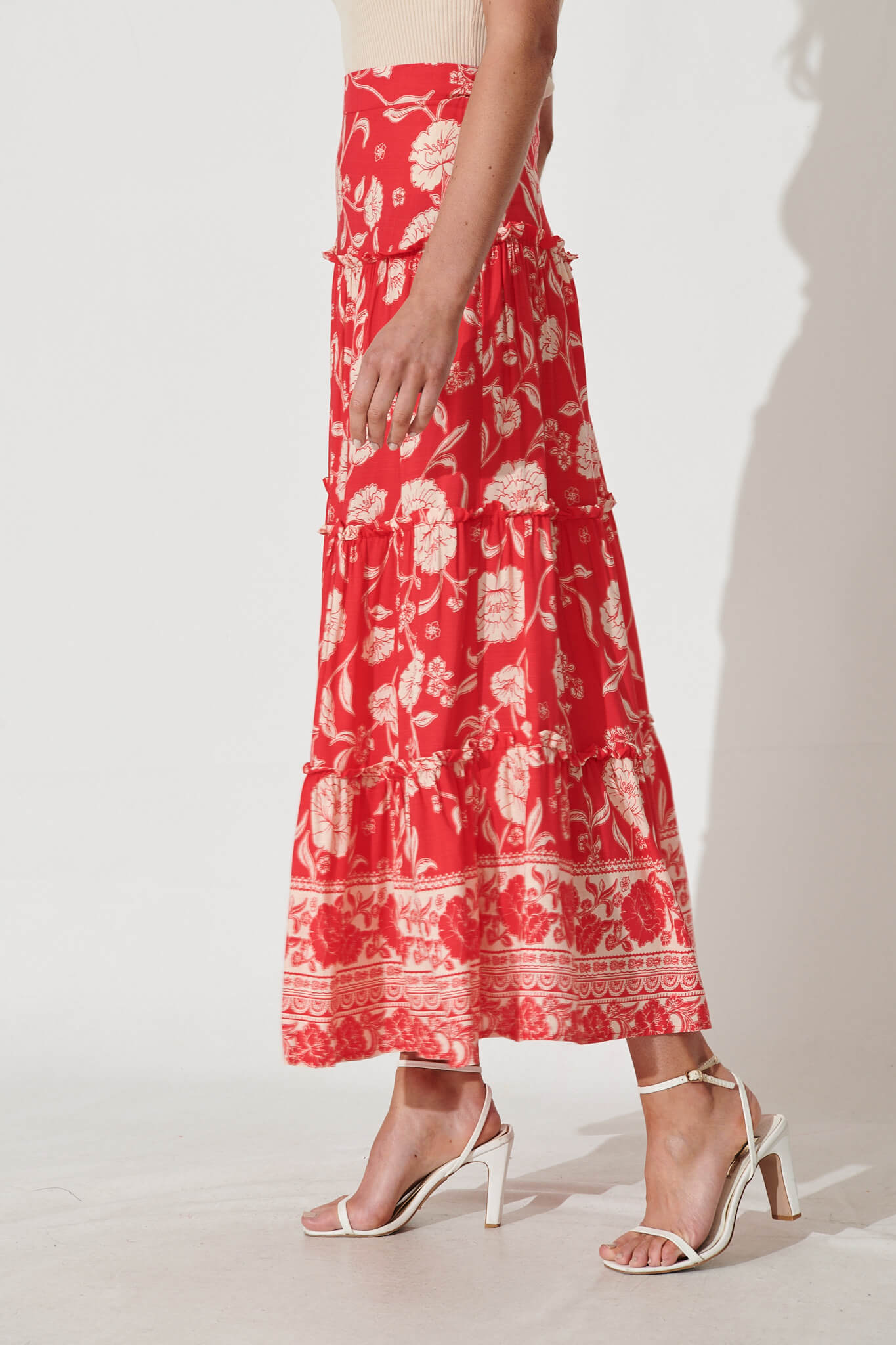 Red white maxi skirt Clearance