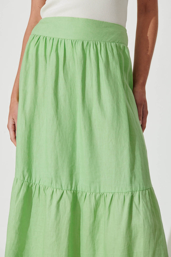 Maine Maxi Skirt In Green Linen - detail