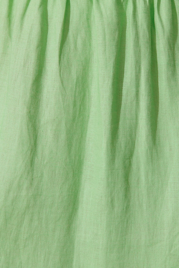 Maine Maxi Skirt In Green Linen - fabric