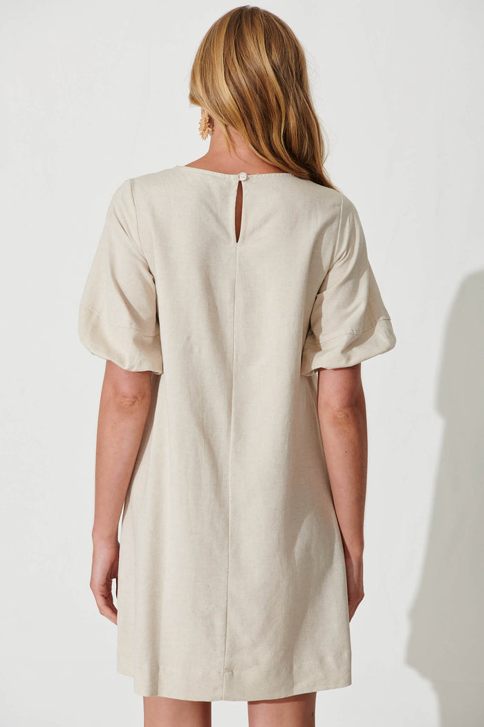 Kyoto Dress In Oatmeal Cotton Linen - back