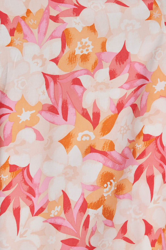 Paulette Maxi Dress In Pink And Orange Floral - fabric