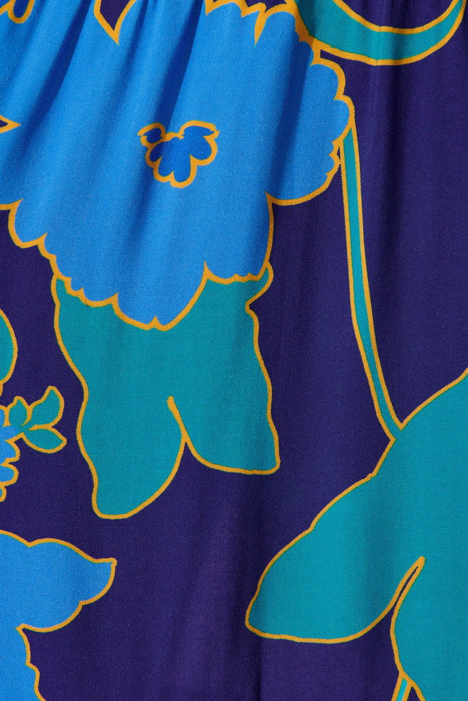Sheila Maxi Dress In Blue Flower Print - fabric