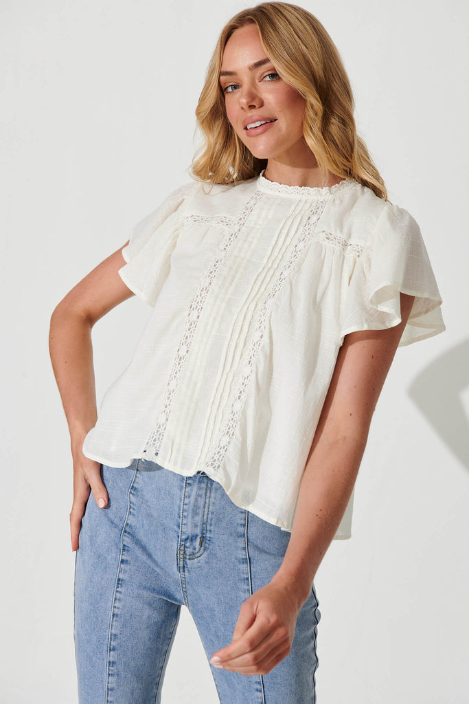 Edwina Top In White Cotton - front