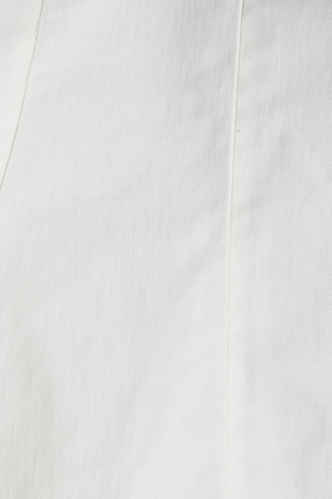 Eclaire Midi Denim Skirt In White - fabric