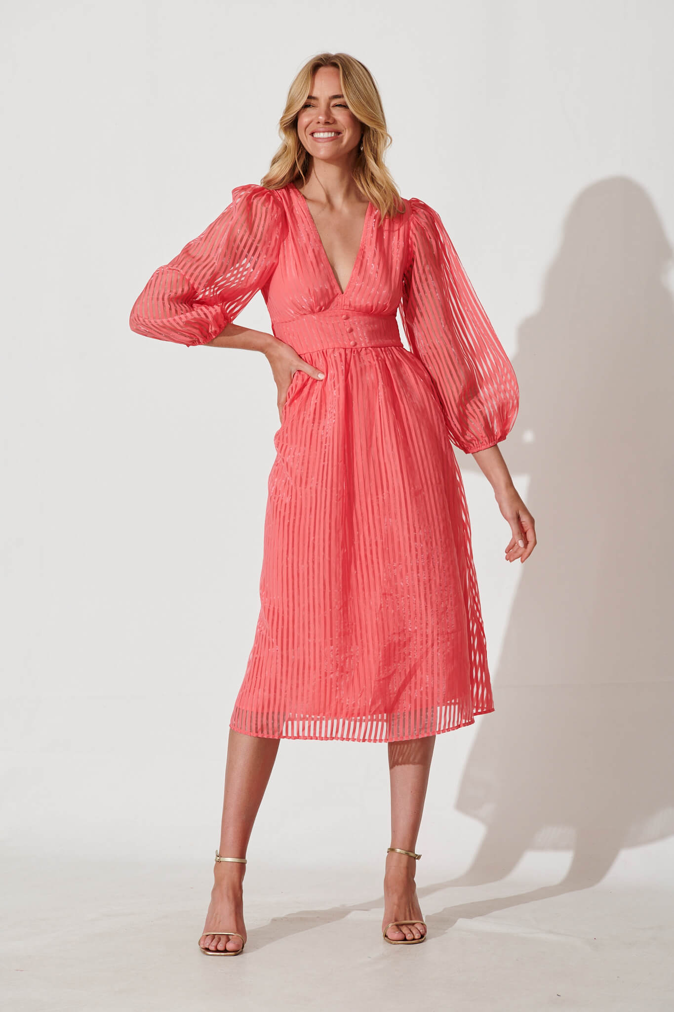 Coral midi dress hotsell