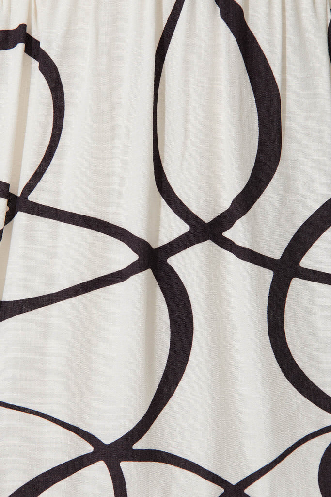 Glenmore Dress In Cream With Black Swirl Print - fabric
