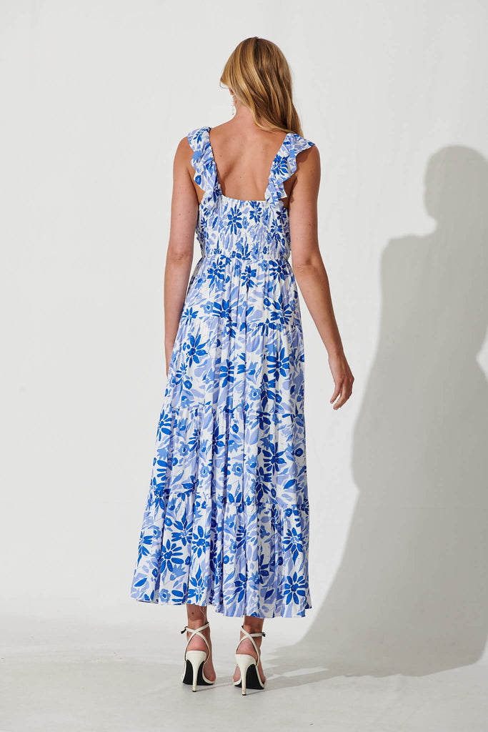 Monroe Maxi Sundress In Blue Floral - back