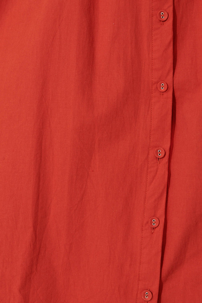 Sicilian Midi Shirt Dress In Rust Cotton - fabric
