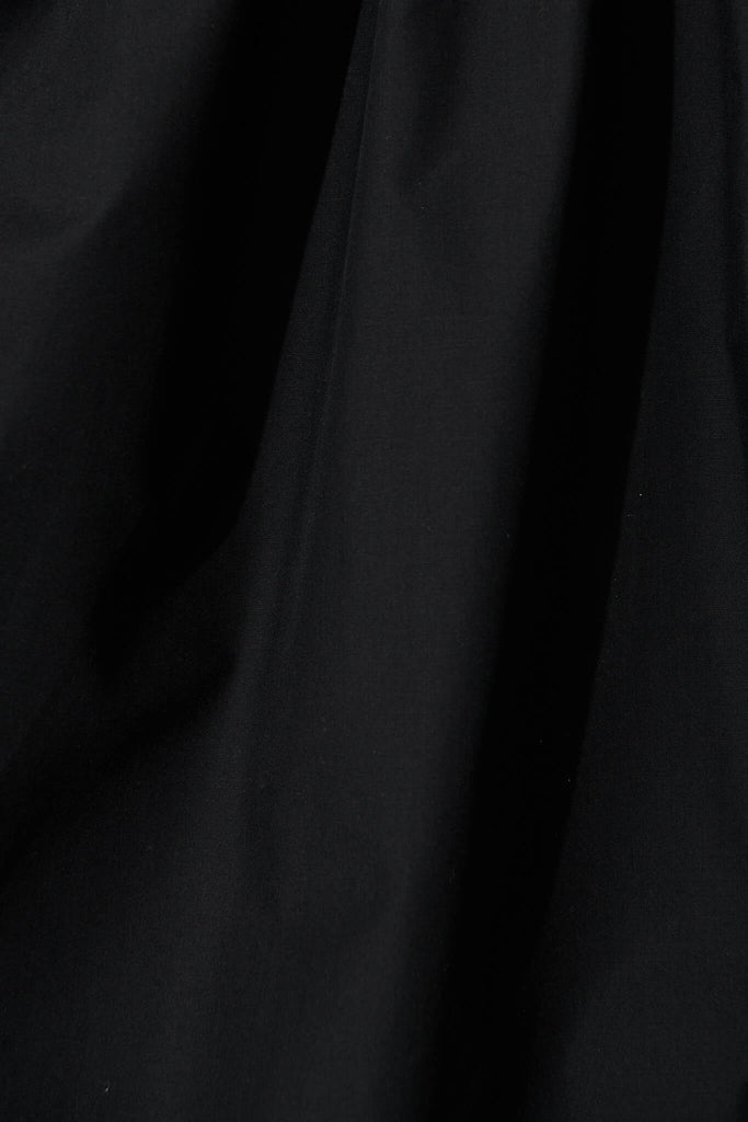 Marie Midi Shirt Dress In Black Cotton Blend - fabric