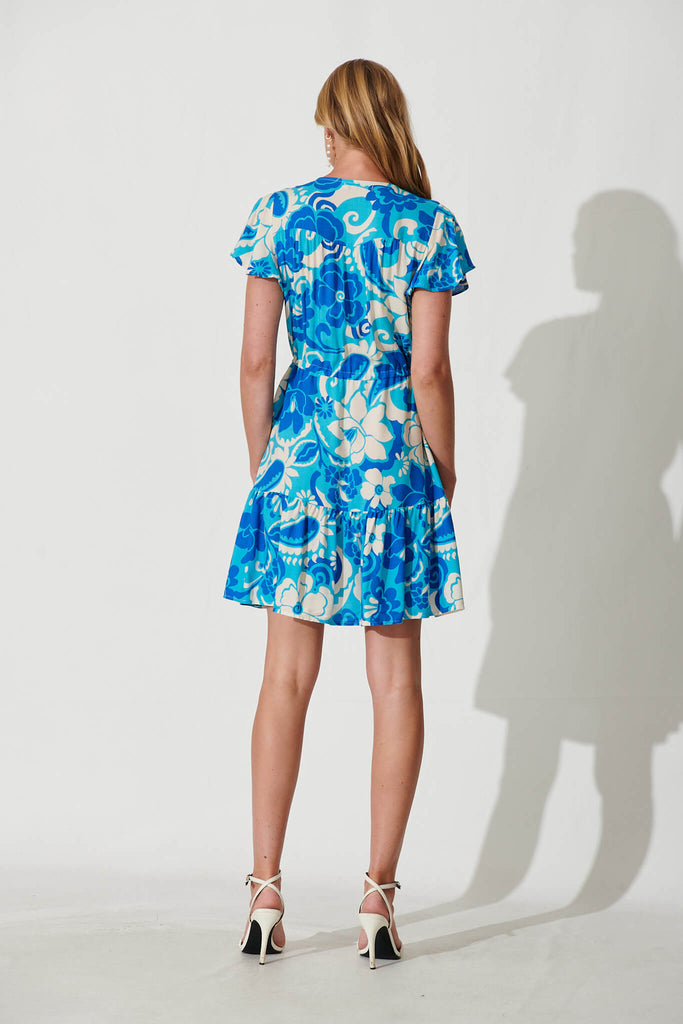 Jess Dress In Blue Flower Print - back