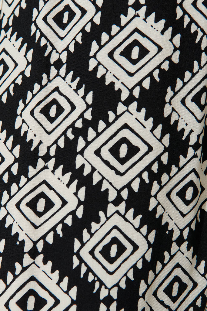 Gabby Lounge Pants In Black And White Tile Print - fabric
