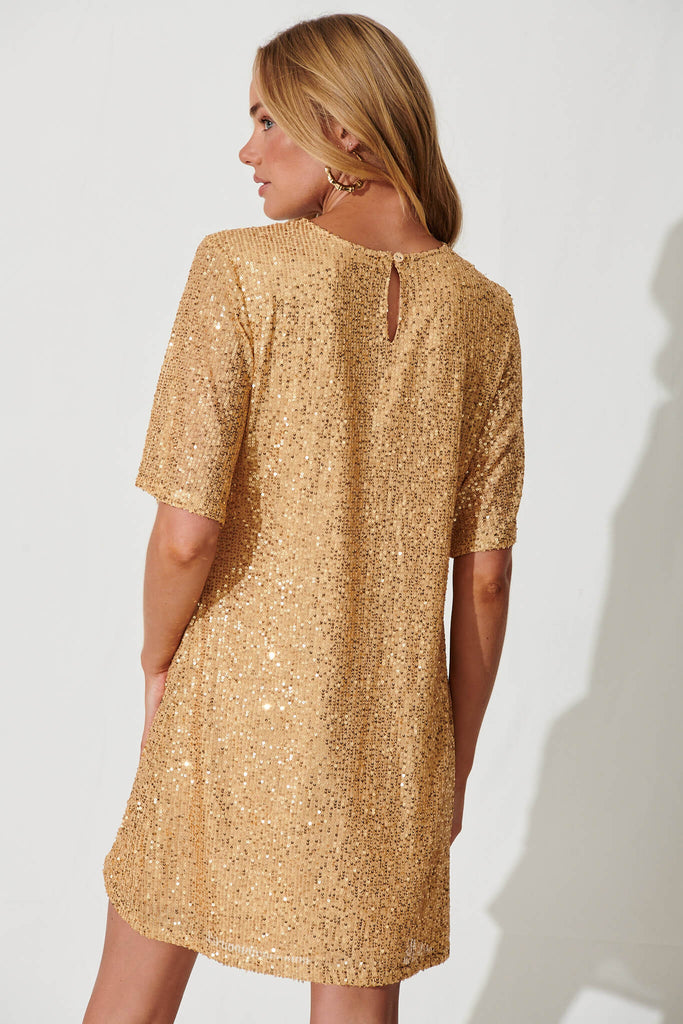 It's Me Dress In Gold Sequin - back