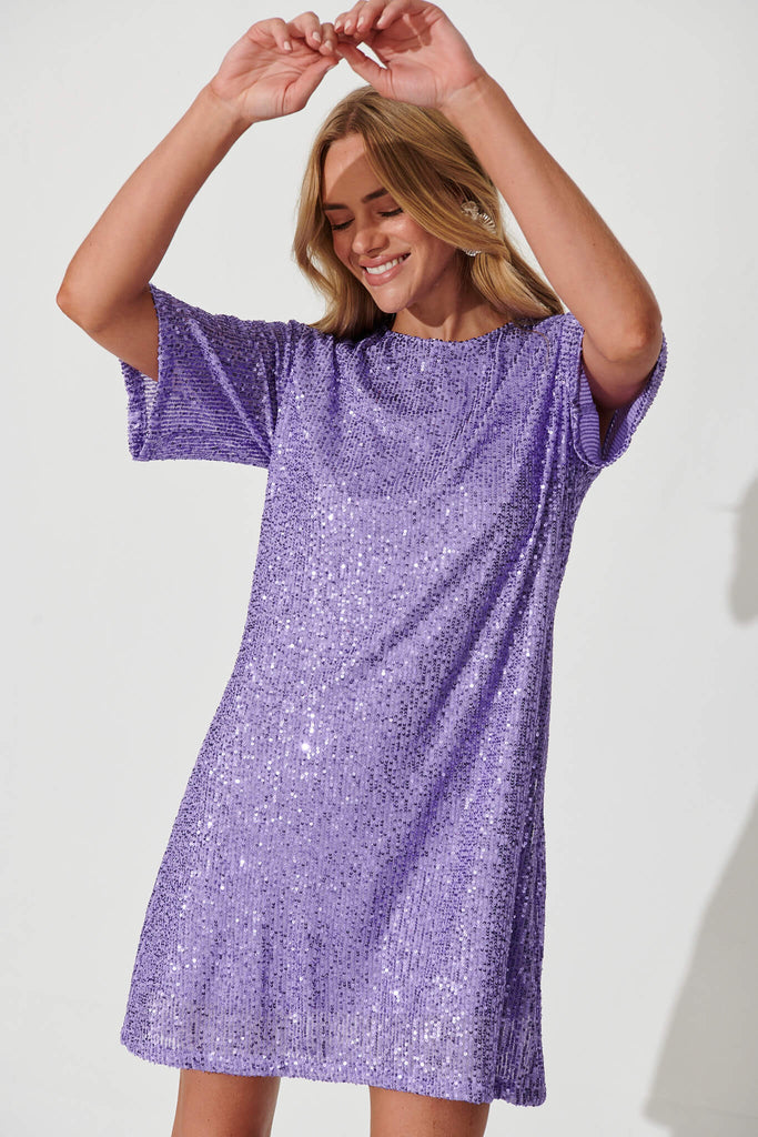 It's Me Dress In Lavender Sequin - front