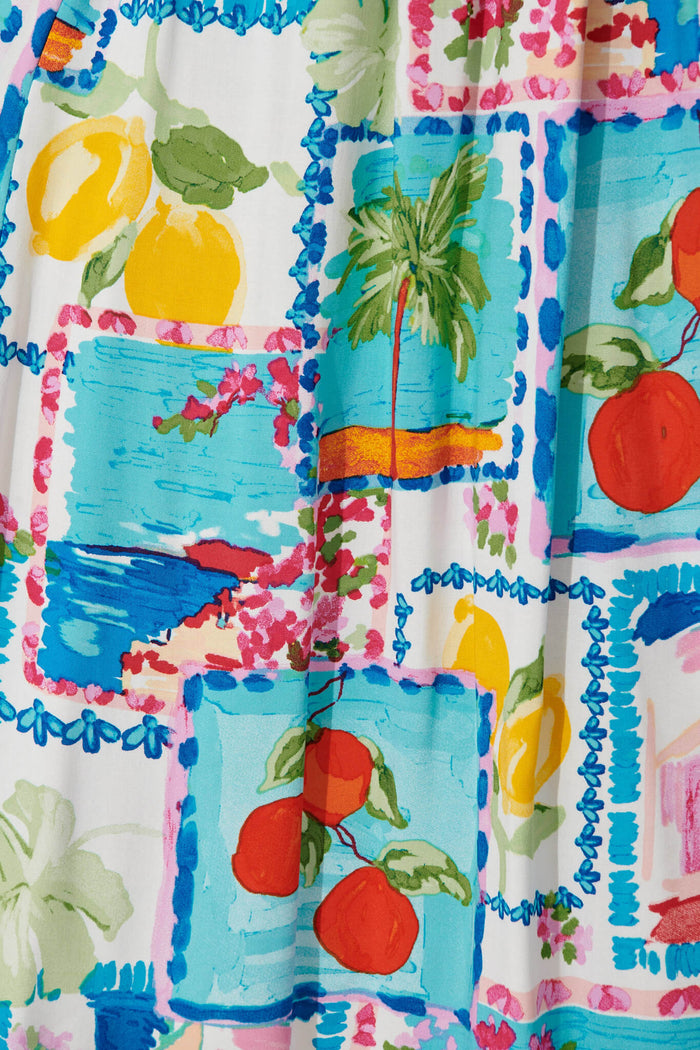 Truly Midi Dress In Patchwork Palm Print - fabric