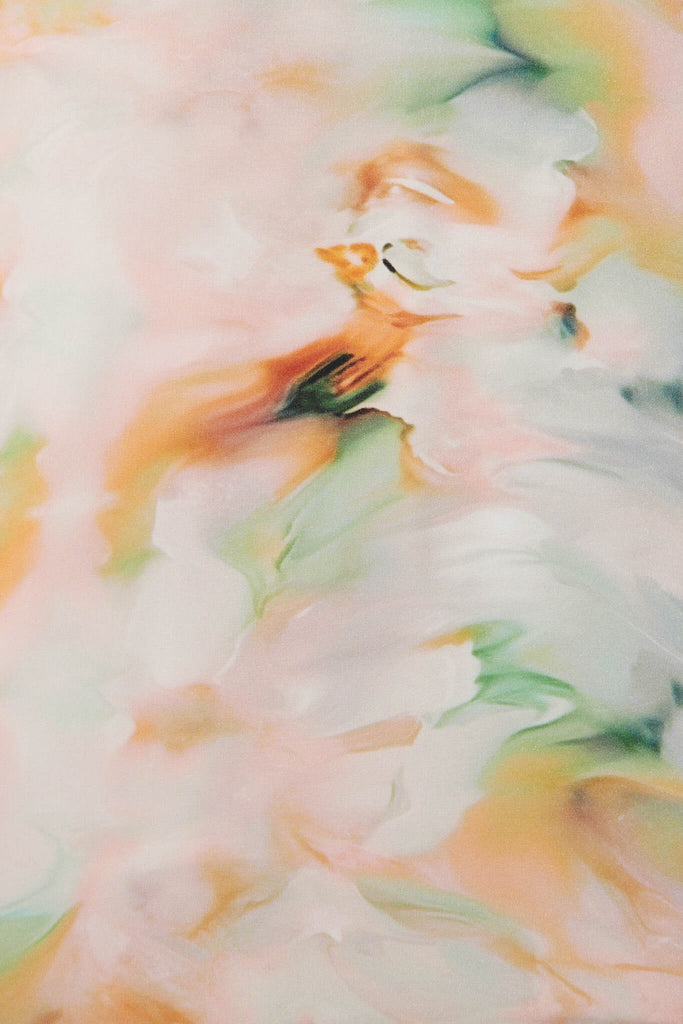 Rowland Cami In Blush Multi Watercolour Satin - fabric