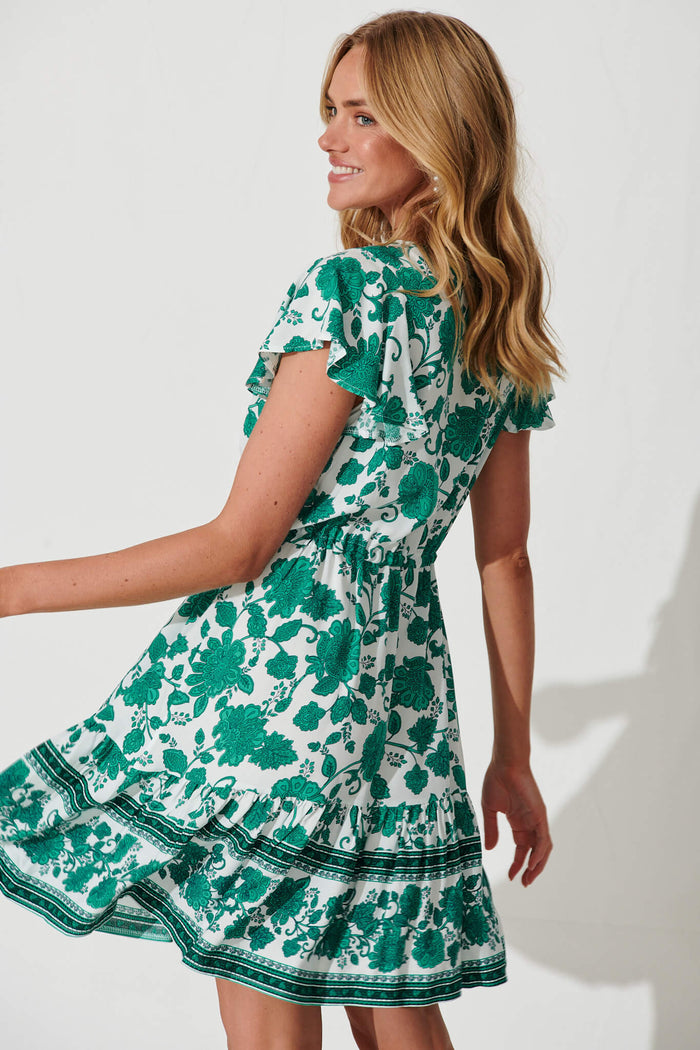 Alive Dress In Emerald Green Floral Border Print - side