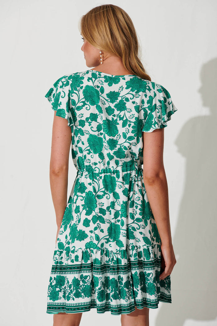 Alive Dress In Emerald Green Floral Border Print - back