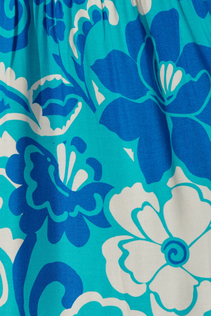 Jessica Dress In Blue Flower Print - fabric