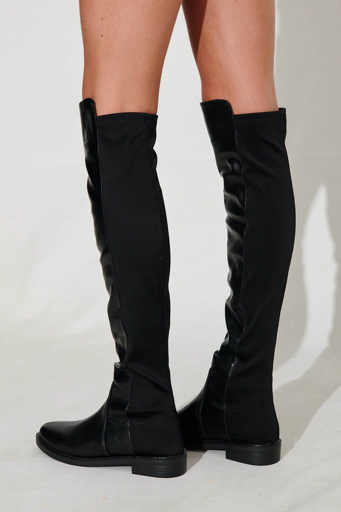 Rozalla Over The Knee Boots In Black Leatherette - back