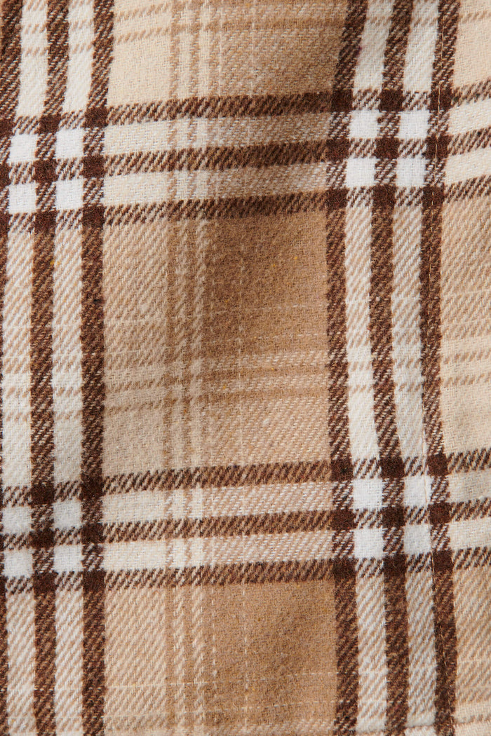 Kelis Shacket In Brown Check Cotton - fabric