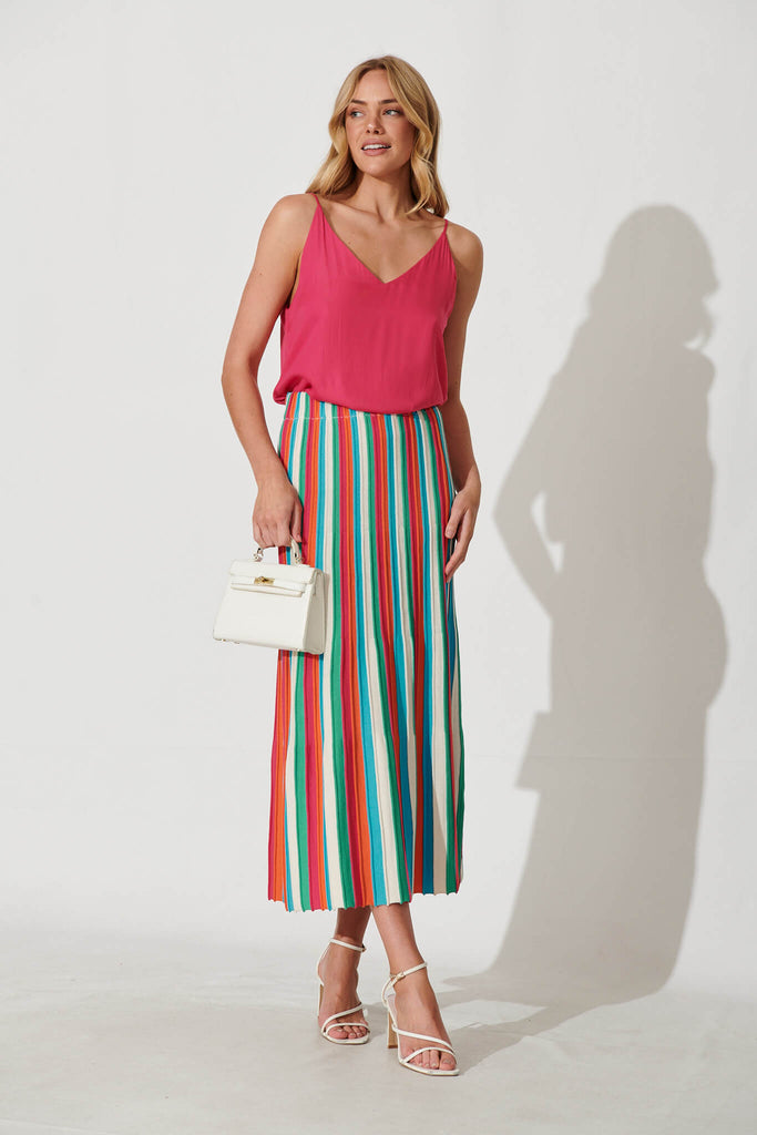 Reese Knit Maxi Skirt In Bright Multi - full length