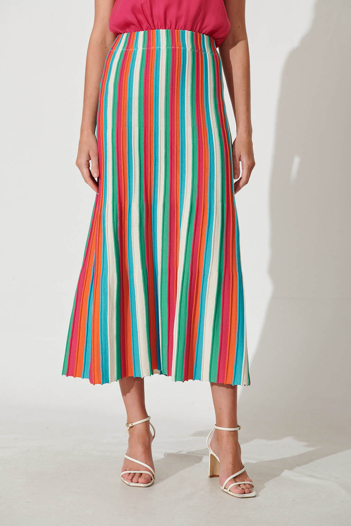 Reese Knit Maxi Skirt In Bright Multi - front