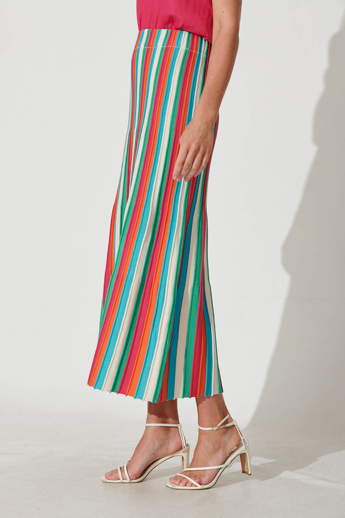 Reese Knit Maxi Skirt In Bright Multi - side