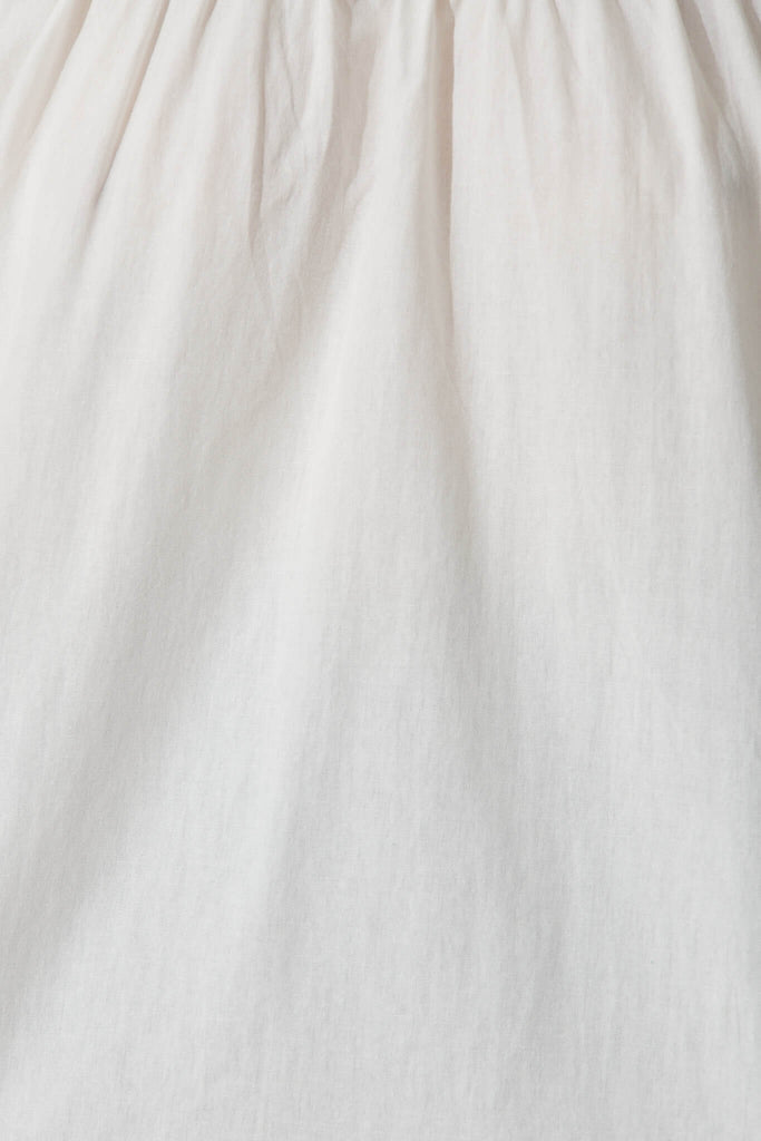 Imani Top In White With Black Ric Rac Trim Cotton - fabric