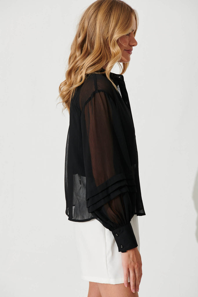 Karlie Shirt In Black Chiffon - side