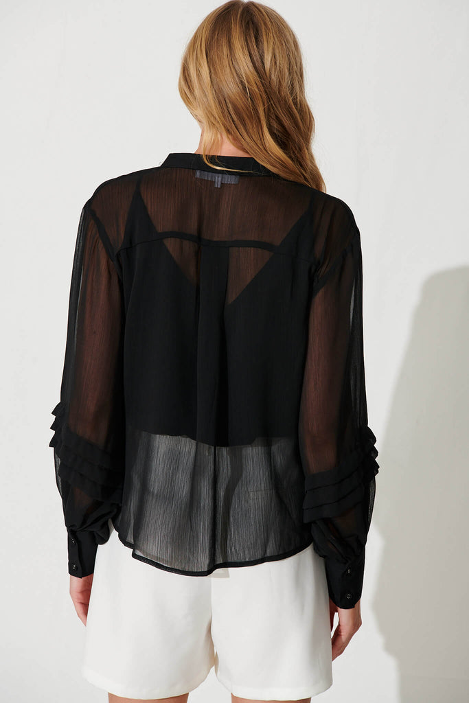 Karlie Shirt In Black Chiffon - back