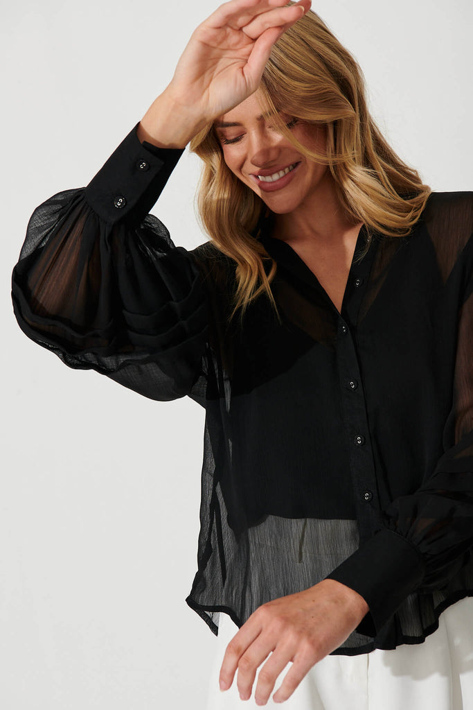 Karlie Shirt In Black Chiffon - detail