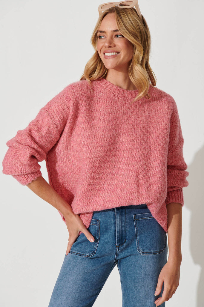 Janette Knit In Pink Wool Blend - front