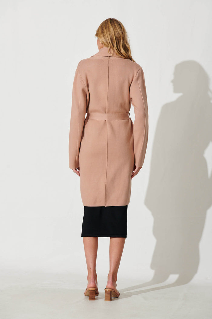 Mina Knit Coatigan In Beige - back