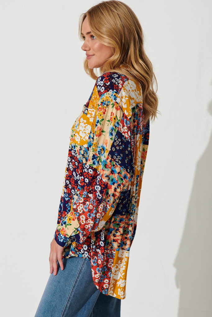 Freestyle Shirt In Multi Patchwork Print - side
