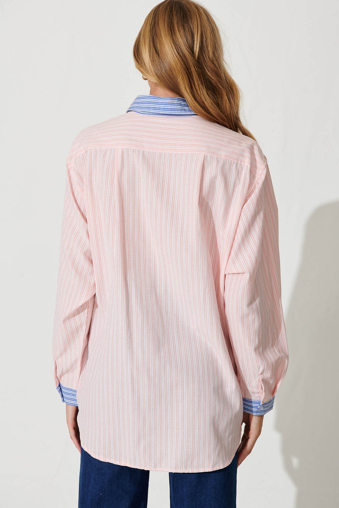 Freestyle Shirt In Pink Stripe Cotton Blend - back