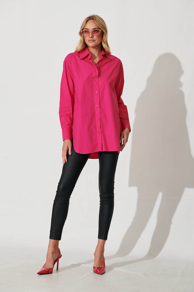 Dublin Shirt In Hot Pink Cotton - full length