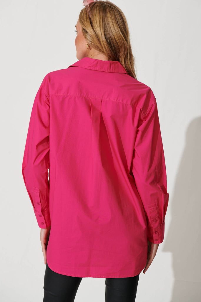Dublin Shirt In Hot Pink Cotton - back