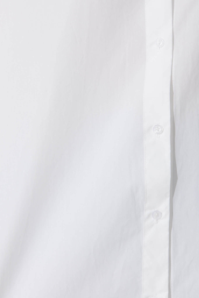 Dublin Shirt In White Cotton - fabric