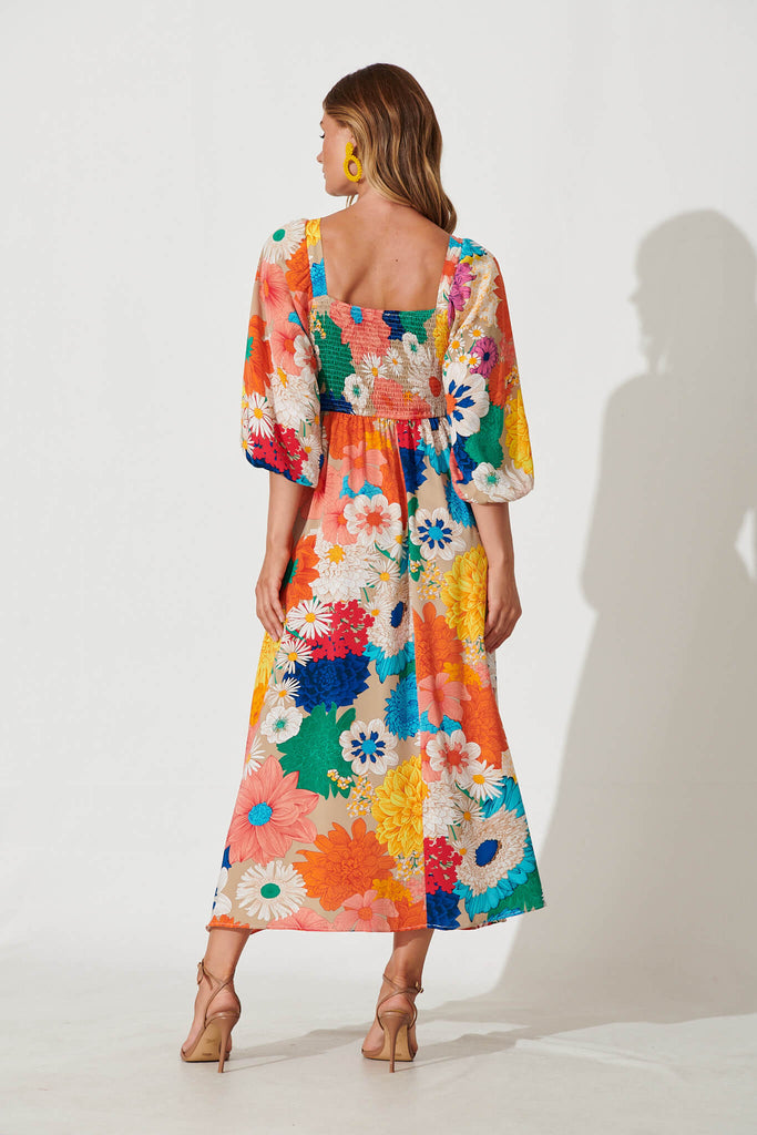 Melski Maxi Dress In Bright Multi Floral - back
