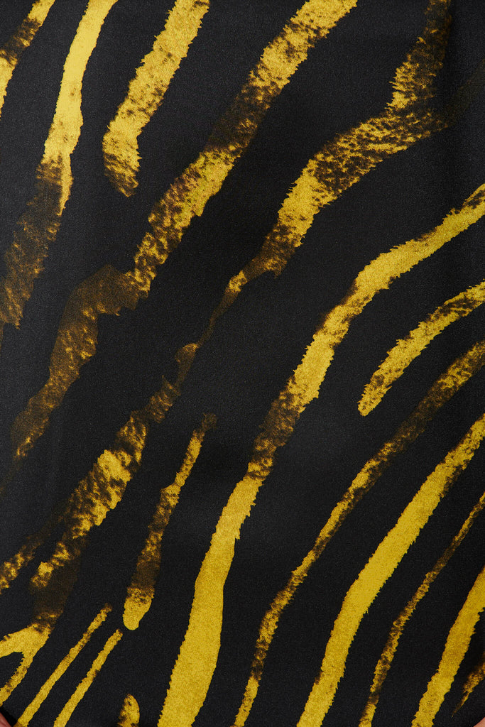 Rejina Top In Black With Yellow Print - fabric